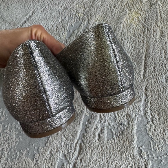 Talbots pointy toe ballet flats Edison bow silver sparkly leather 8.5 - Picture 8 of 12